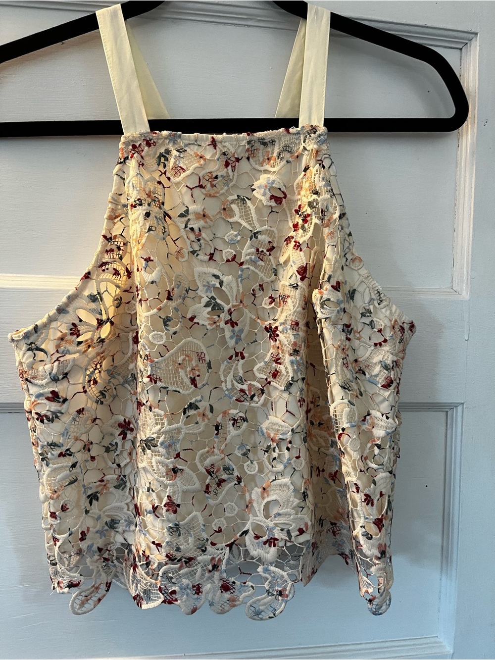 Abercrombie Floral Lace Halter Tank Top - Cream